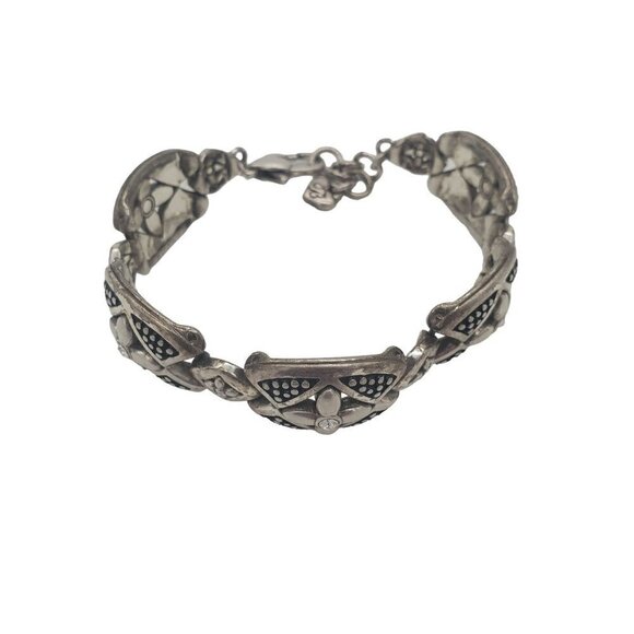 BRIGHTON Silver Bracelet with Black Enamel and Crystals - Picture 3 of 5